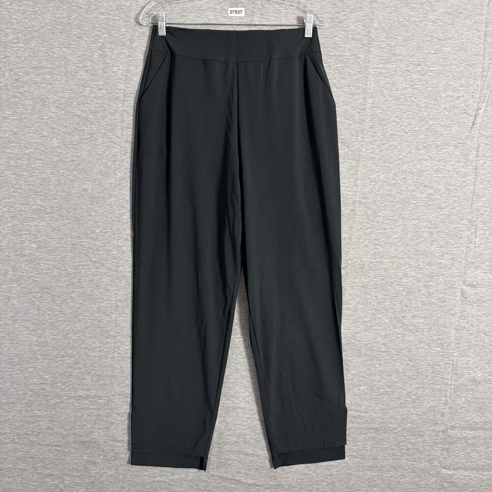 Aday Women's Size Large Black High Rise Straight Leg Tech Silk Pull On Pants